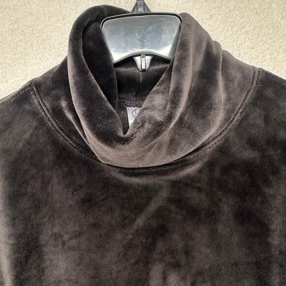 Te Verde Velour Cowl Neck Top Small Black Soft Stretch Cozy - Picture 4 of 8